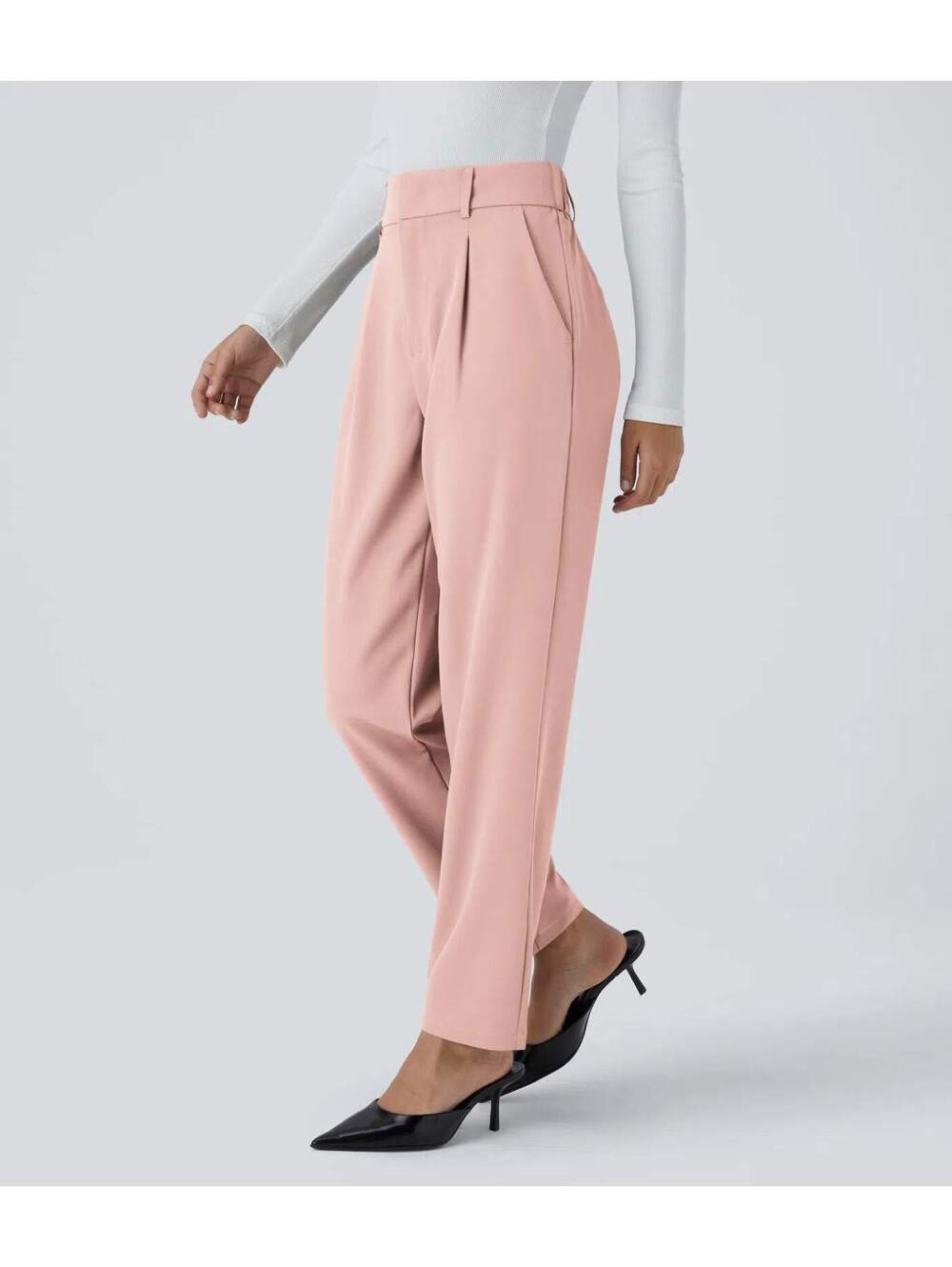 HALARA High Waisted Pocket Solid Work Tapered Pants Size M Petite